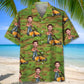 Funny Pushing Lawn Mower Personalized Photo Face Hawaiian Shirt For Summer Vacation, Beach Travel, And Casual Wear
