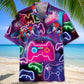 Neon Funny Video Game Hawaiian Shirt For Resort Trips, Coastal Parties, And Warm Weather Style