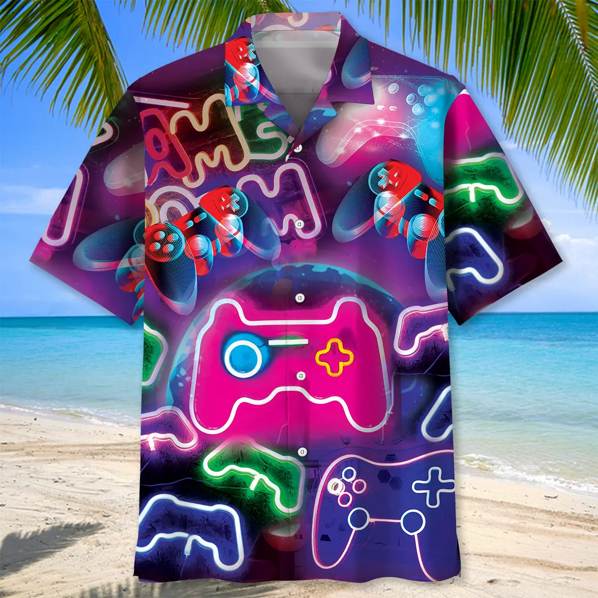 Neon Funny Video Game Hawaiian Shirt For Resort Trips, Coastal Parties, And Warm Weather Style