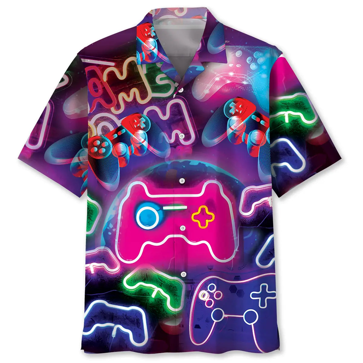 Neon Funny Video Game Hawaiian Shirt For Resort Trips, Coastal Parties, And Warm Weather Style