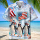 Funny Penguin Happy July Hawaiian Shirt For Vacation Cruise And Resort Wear