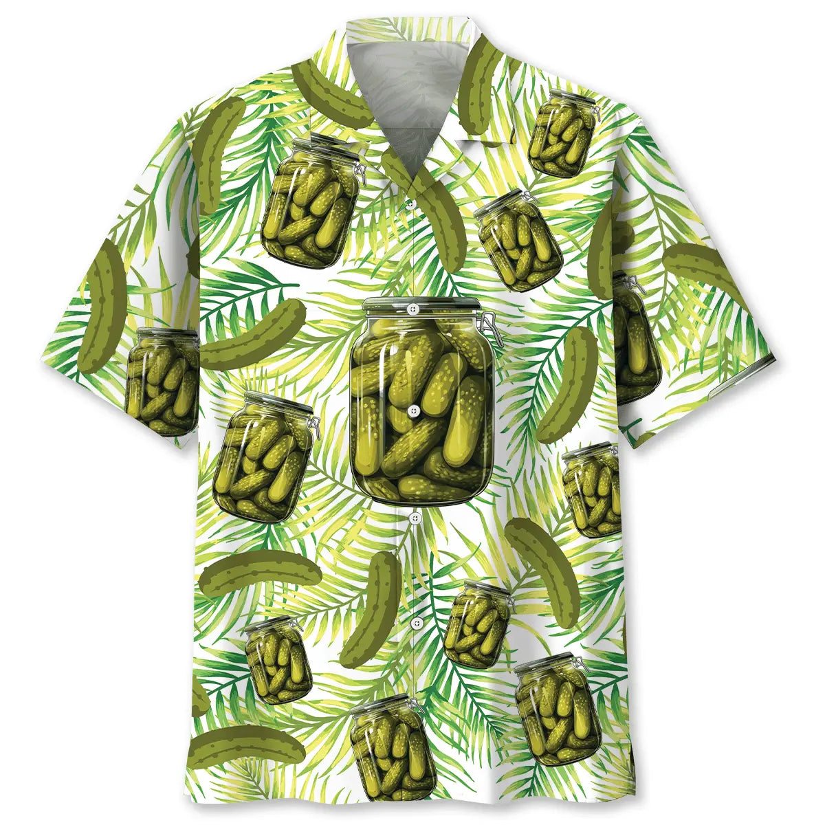 Funny Pickle Jar Tropical Hawaiian Shirt For Beachside Event And Comfortable Travel Wear