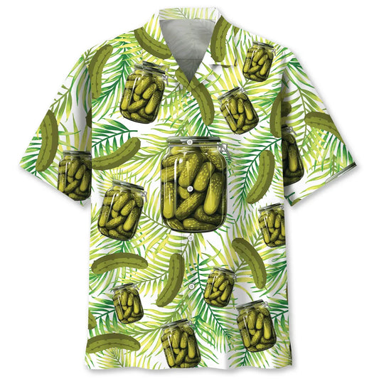 Funny Pickle Jar Tropical Hawaiian Shirt For Beachside Event And Comfortable Travel Wear