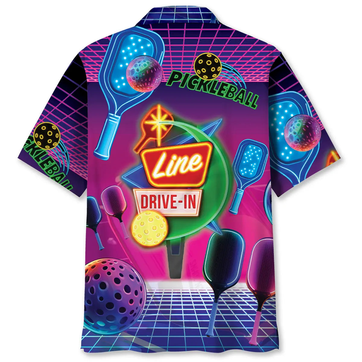 Retro Neon Funny Pickleball Hawaiian Shirt For Beach Days, Summer Outings, And Thoughtful Gift Giving