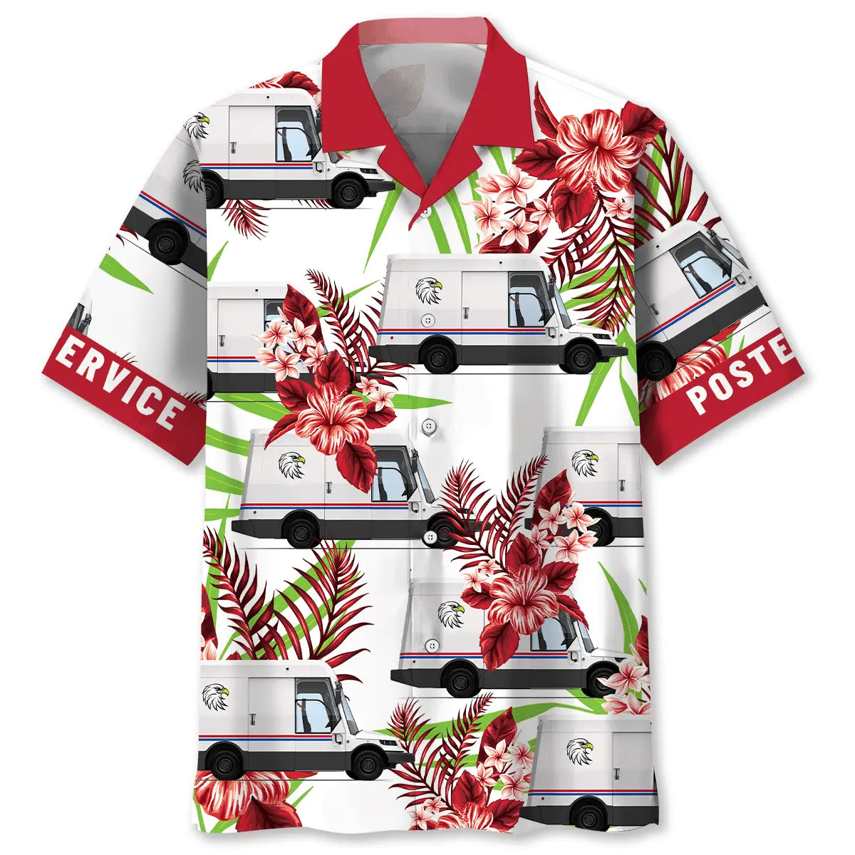 Funny Postal Service Car Hawaiian Shirt For Island Adventure, Relaxed Getaway, And Comfortable Travel Wear