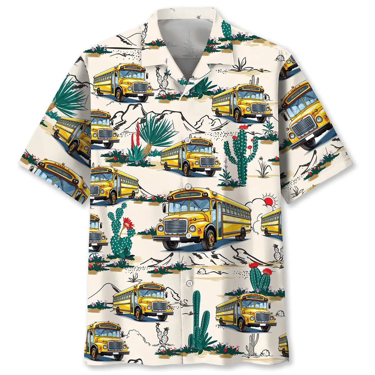 Funny School Bus Desert Hawaiian Shirt For Beach Days, Summer Outings, And Thoughtful Gift Giving