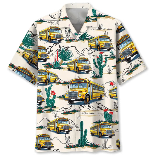 Funny School Bus Desert Hawaiian Shirt For Beach Days, Summer Outings, And Thoughtful Gift Giving