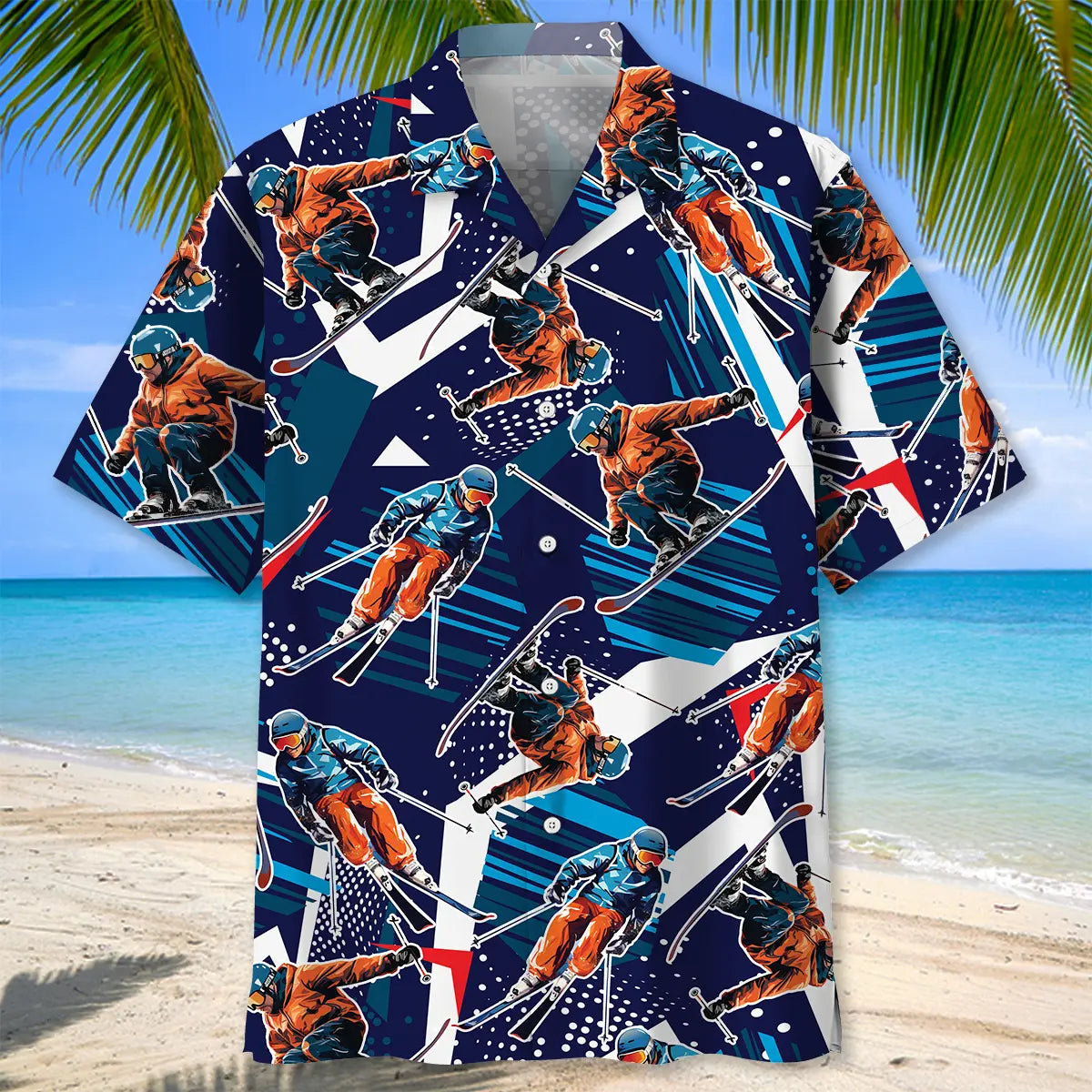 Funny Skiing Hawaiian Shirt For Resort Trips, Coastal Parties, And Warm Weather Style