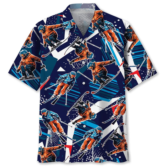 Funny Skiing Hawaiian Shirt For Resort Trips, Coastal Parties, And Warm Weather Style