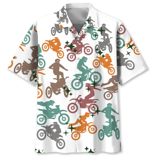 Funny Star Dirt Bike Hawaiian Shirt For Cruise Journey, Beach Party, And Casual Wear
