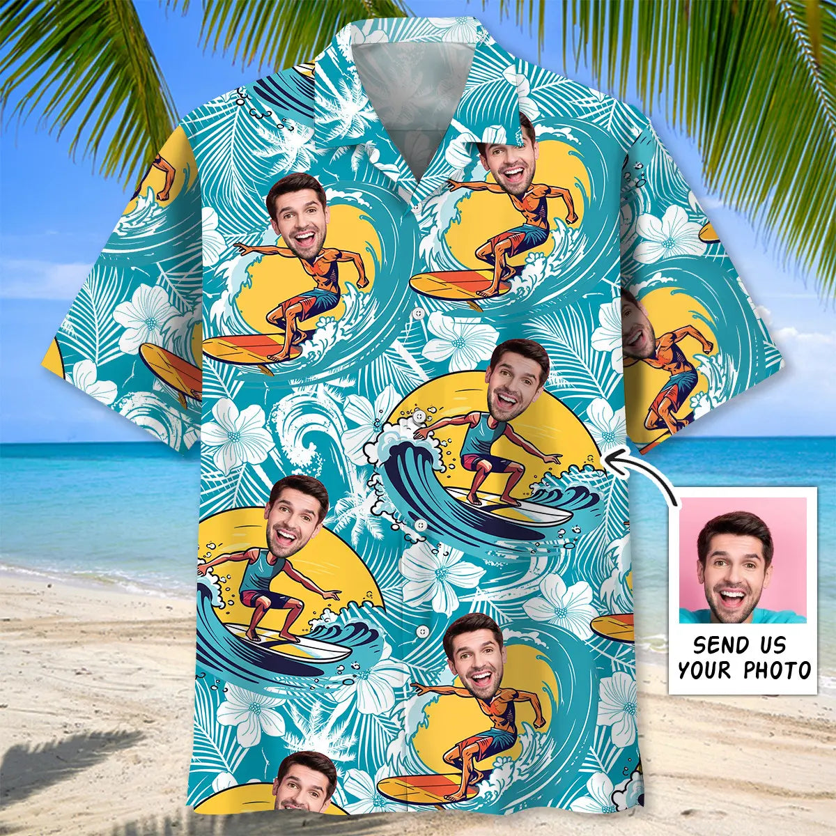 Funny Surfing Personalized Photo Hawaiian Shirt For Outdoor Adventures, Coastal Travel, And Comfortable Casual Style