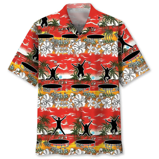Funny Trampoline Hawaiian Shirt For Coastal Travel, Casual Events, And Comfortable Summer Wear
