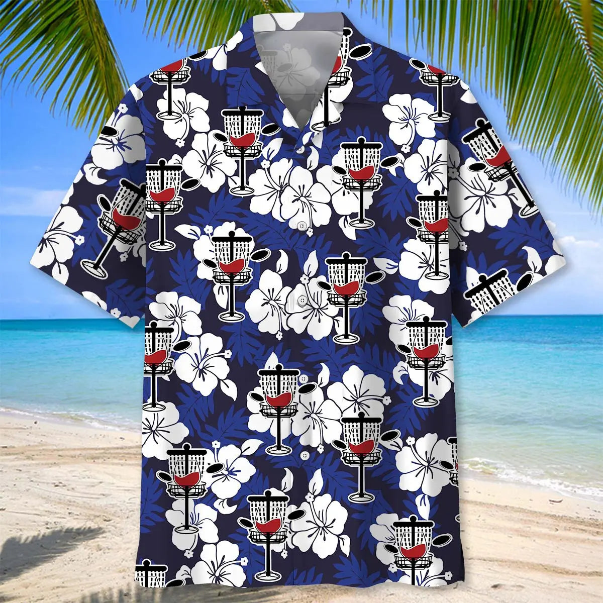 Funny Wine Glass Disc Golf Hawaiian Shirt For Island Vacations, Resort Wear, And Relaxed Seasonal Style
