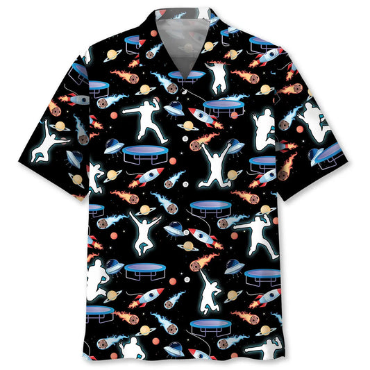 Galaxy Jumping Trampoline Hawaiian Shirt For Coastal Travel, Casual Events, And Comfortable Summer Wear