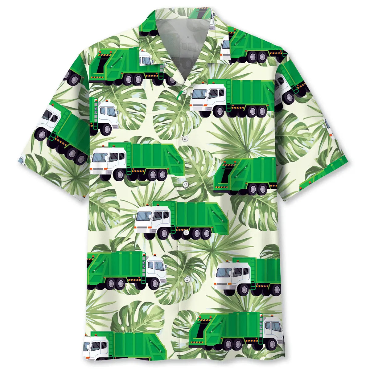 Garbage Truck Green Hawaiian Shirt For Beachside Event And Vacation Style