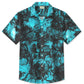 Dark Summer Geometric Blue Vacation Hawaiian Shirt For Summer Vacation, Beach Travel, And Casual Wear