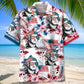American Founding Father Heritage Pocket Hawaiian Shirt For Summer Vacation, Beach Travel, And Casual Wear