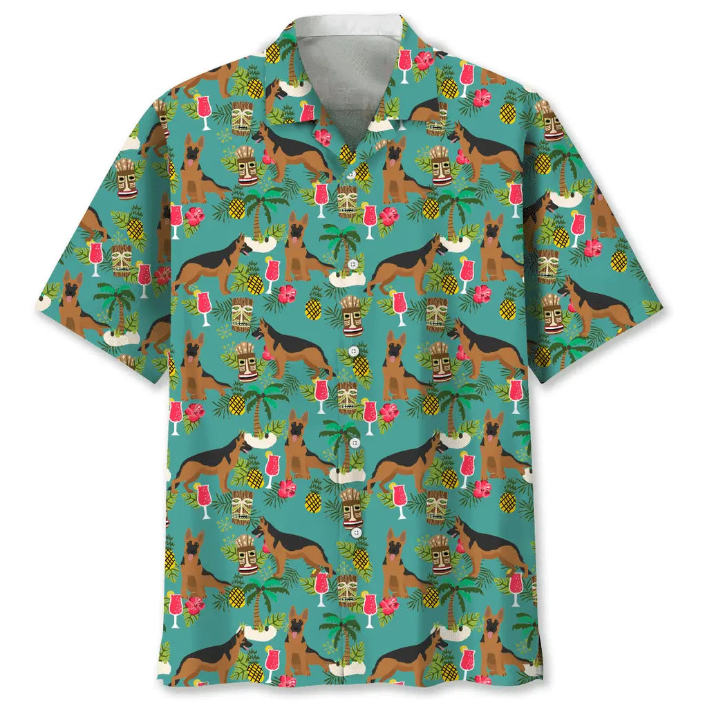 German Shepherd Beach Hawaiian Shirt For Island Getaways, Outdoor Gatherings, And Comfortable Summer Wear