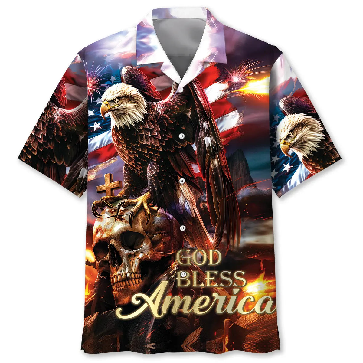 God Bless American Hawaiian Shirt For Beach Travel And Coastal Casual Wear