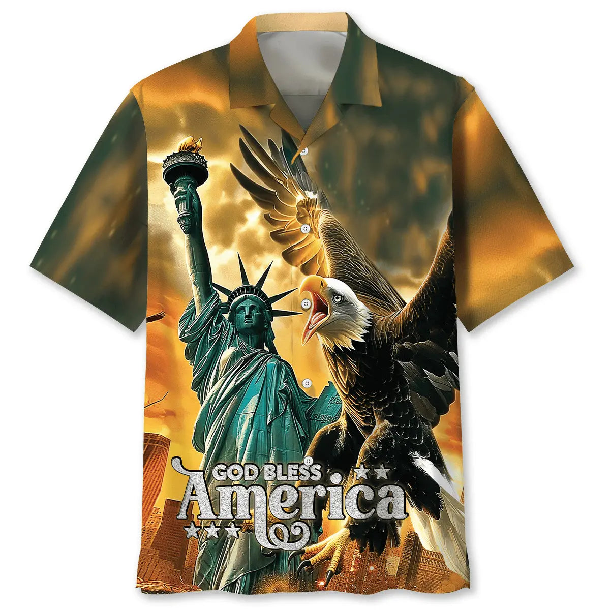 Patriotic Faith Hawaiian Shirt For Coastal Travel, Casual Events, And Comfortable Summer Wear