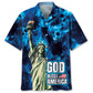 Patriotic Faith Skull Hawaiian Shirt For Resort Trips, Coastal Parties, And Warm Weather Style