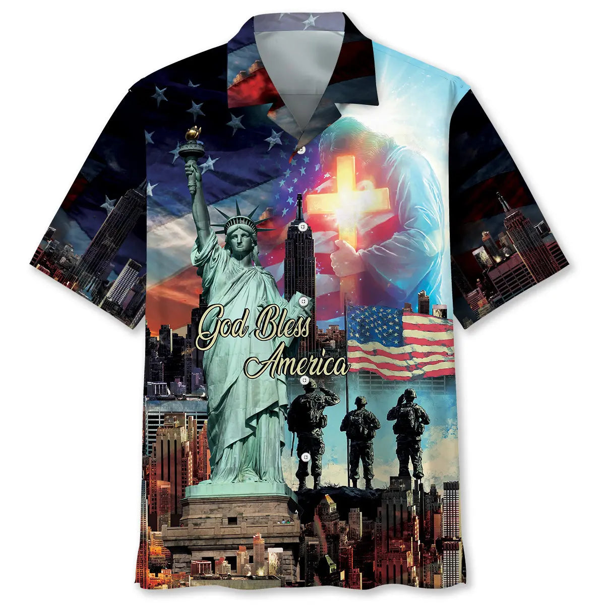 Patriotic Faith Veteran Hawaiian Shirt For Patriotic Events, Summer Travel, And Casual Outdoor Wear