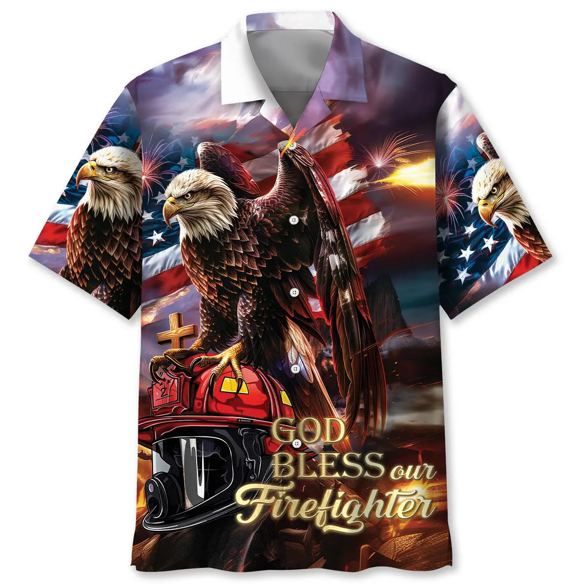 Firefighter Faith Tribute Hawaiian Shirt For Resort Trips, Coastal Parties, And Warm Weather Style
