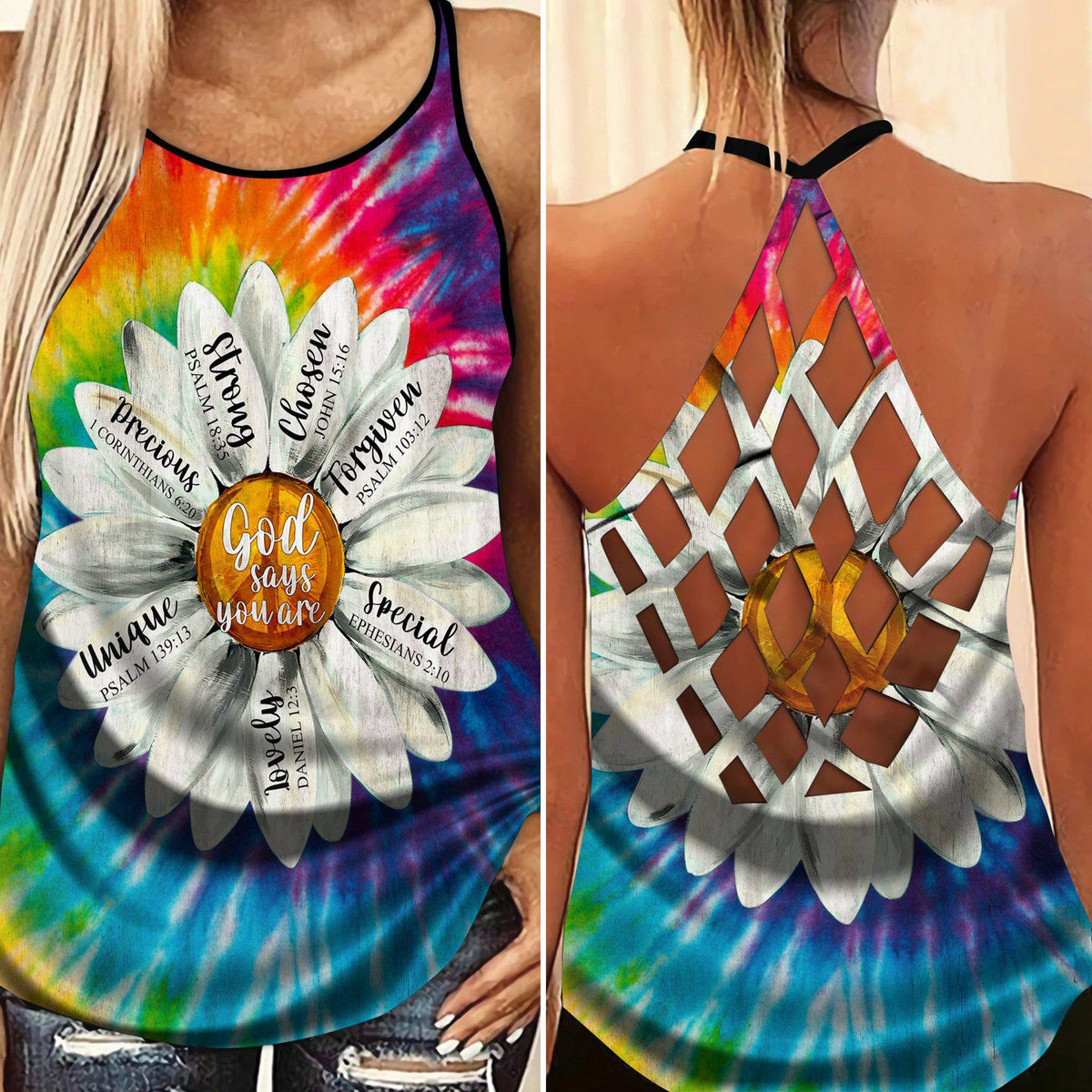 God Says You Are Strong Hollow Tank Top For Yoga Workouts And Casual Wear