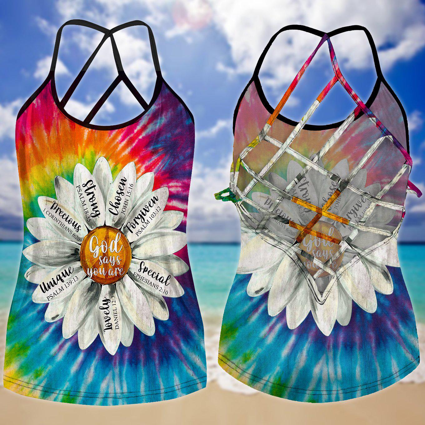 God Says You Are Strong Hollow Tank Top For Yoga Workouts And Casual Wear