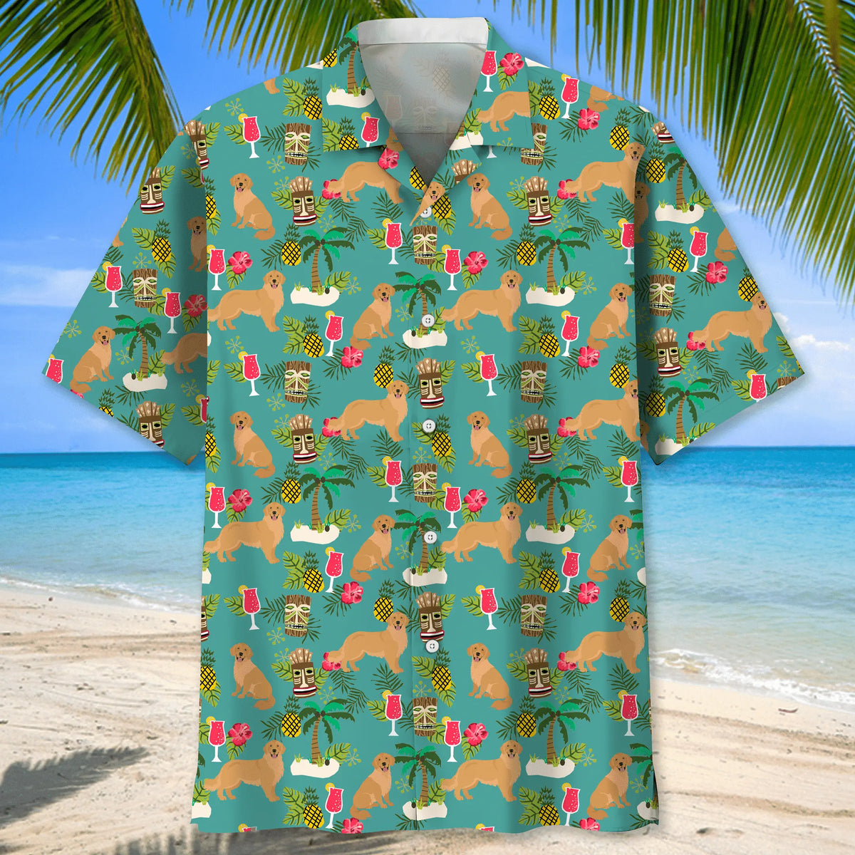 Golden Retriever Beach Hawaiian Shirt For Beach Days, Summer Outings, And Thoughtful Gift Giving