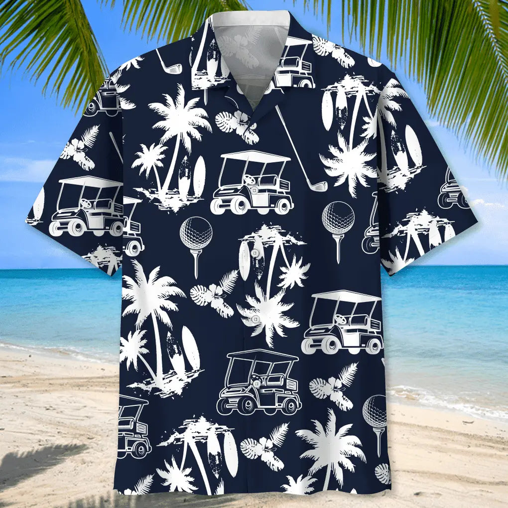 Golf Black Hawaiian Shirt For Beach Days, Summer Outings, And Thoughtful Gift Giving