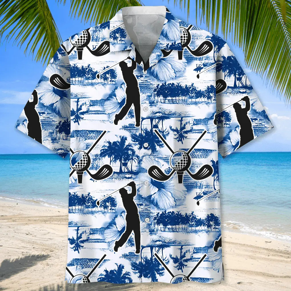 Golf Blue Nature Hawaiian Shirt For Coastal Travel, Casual Events, And Comfortable Summer Wear