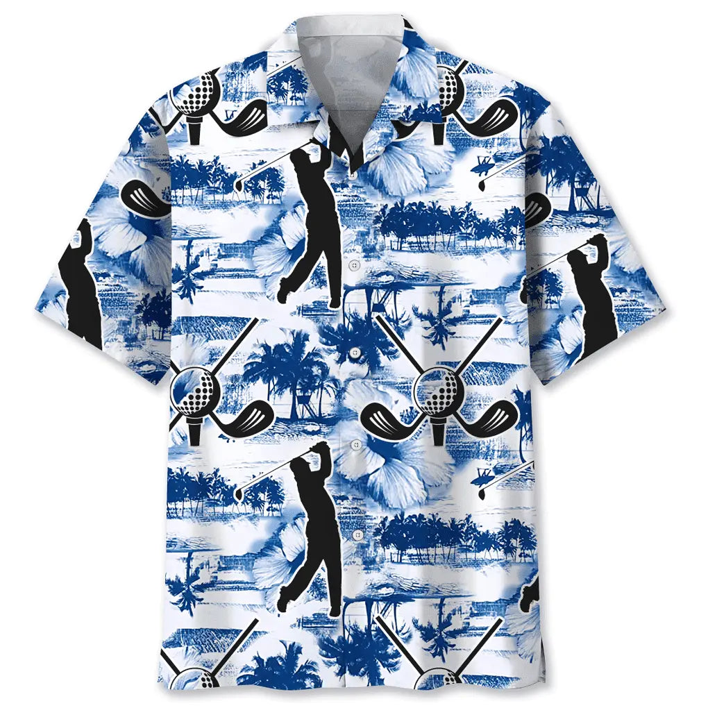 Golf Blue Nature Hawaiian Shirt For Coastal Travel, Casual Events, And Comfortable Summer Wear