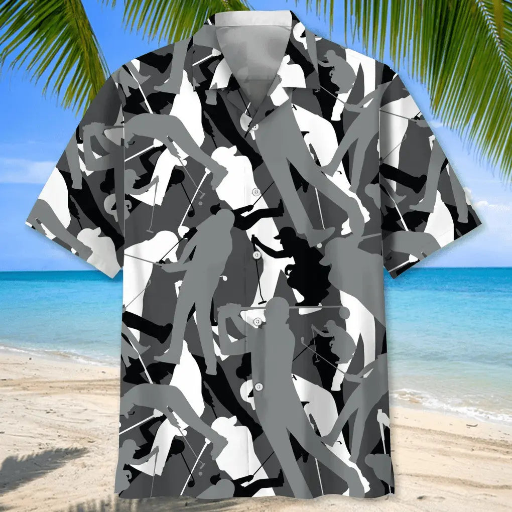 Golf Camo Pattern Hawaiian Shirt For Beach Days, Summer Outings, And Thoughtful Gift Giving