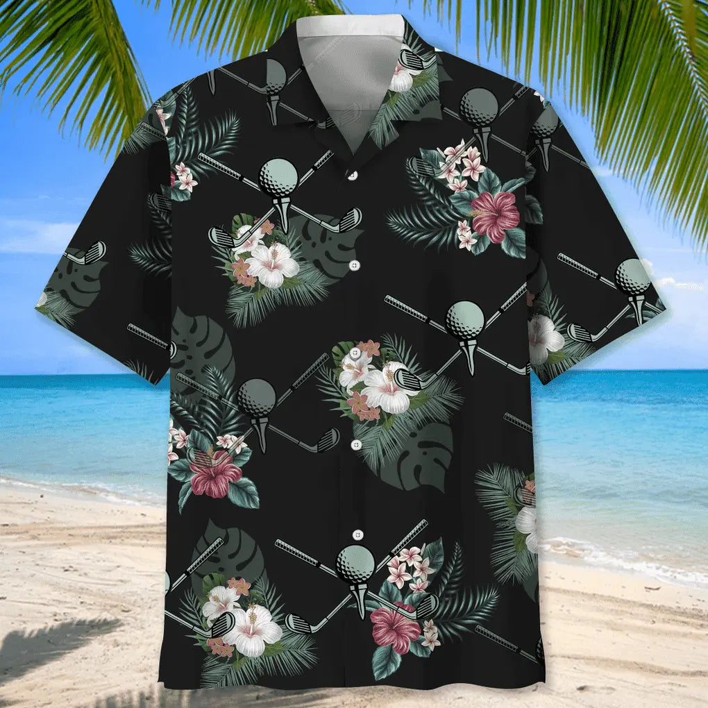Tropical Golf Hawaiian Shirt For Resort Trips, Coastal Parties, And Warm Weather Style