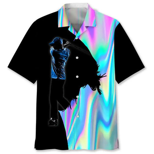 Golf Liquid Metal Hawaiian Shirt For Resort Trips, Coastal Parties, And Warm Weather Style