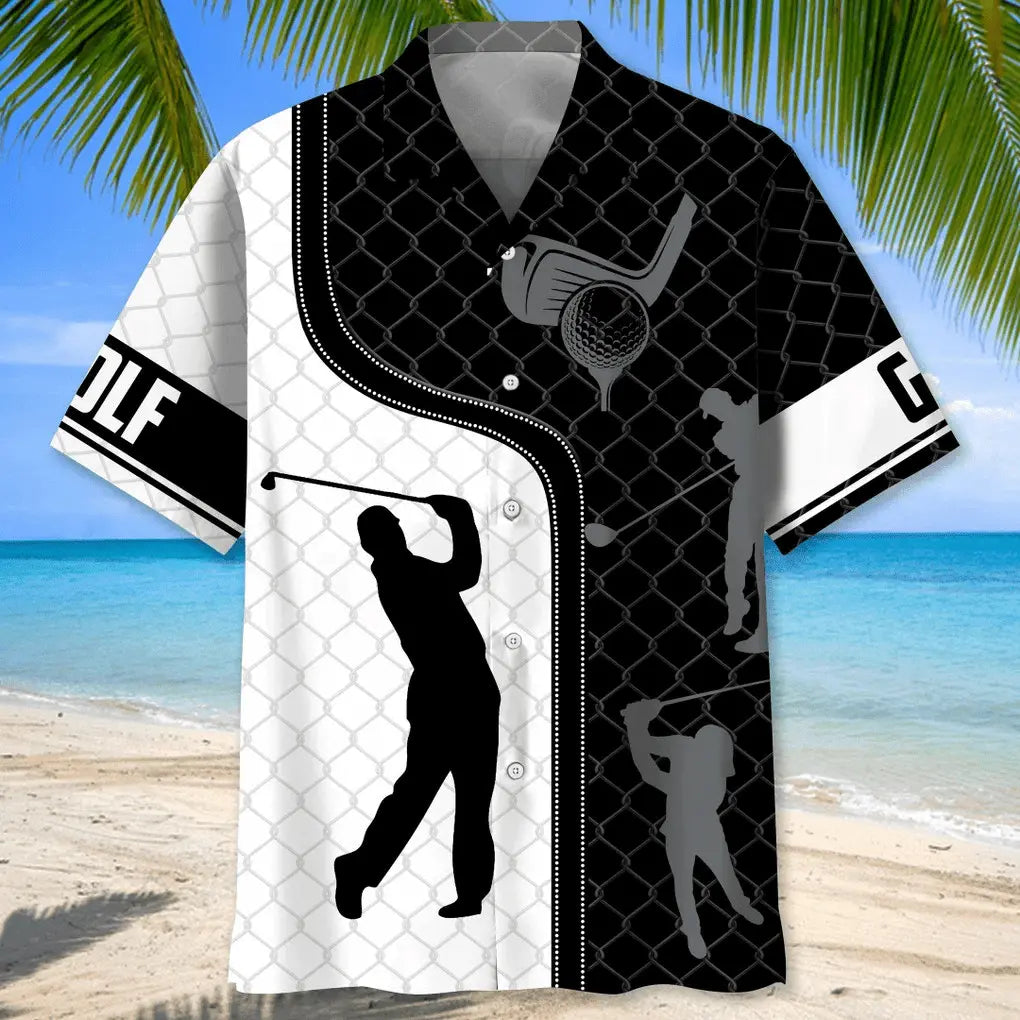 Golf Mesh Pattern Hawaiian Shirt For Resort Trips, Coastal Parties, And Warm Weather Style