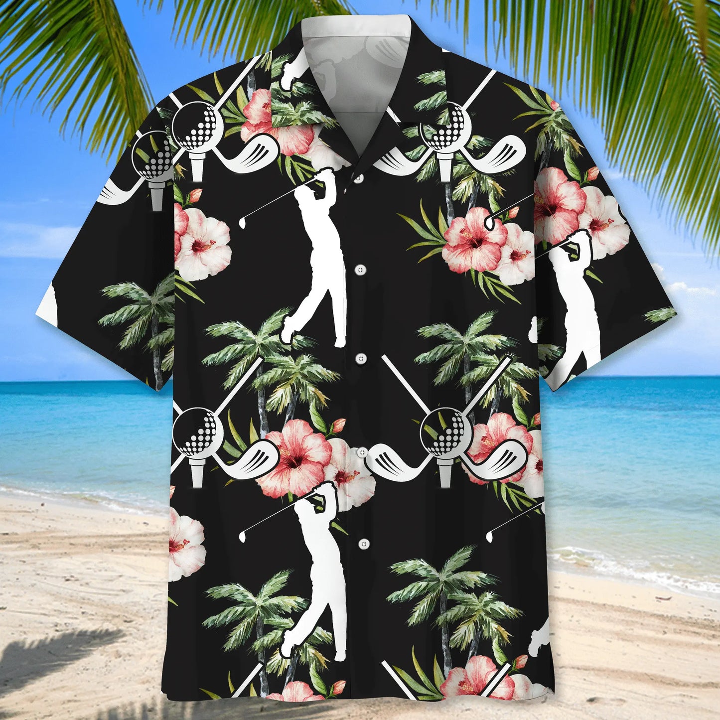 Floral Golf Nature Hawaiian Shirt For Resort Trips, Coastal Parties, And Warm Weather Style