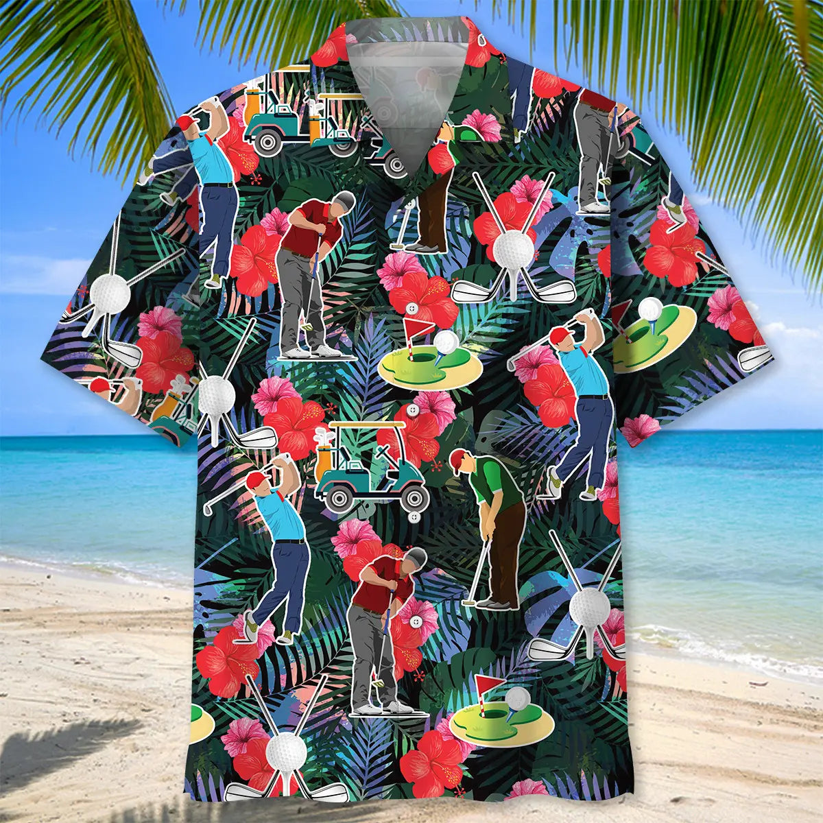 Tropical Golf Hawaiian Shirt For Active Holidays, Resort Trips, And Warm Weather Gatherings