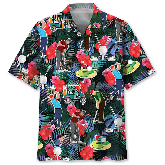 Tropical Golf Hawaiian Shirt For Active Holidays, Resort Trips, And Warm Weather Gatherings