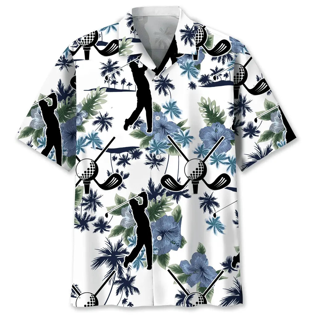 Golf White Nature Hawaiian Shirt For Active Holidays, Resort Trips, And Warm Weather Gatherings