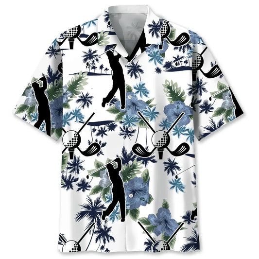 Golf White Nature Hawaiian Shirt For Active Holidays, Resort Trips, And Warm Weather Gatherings