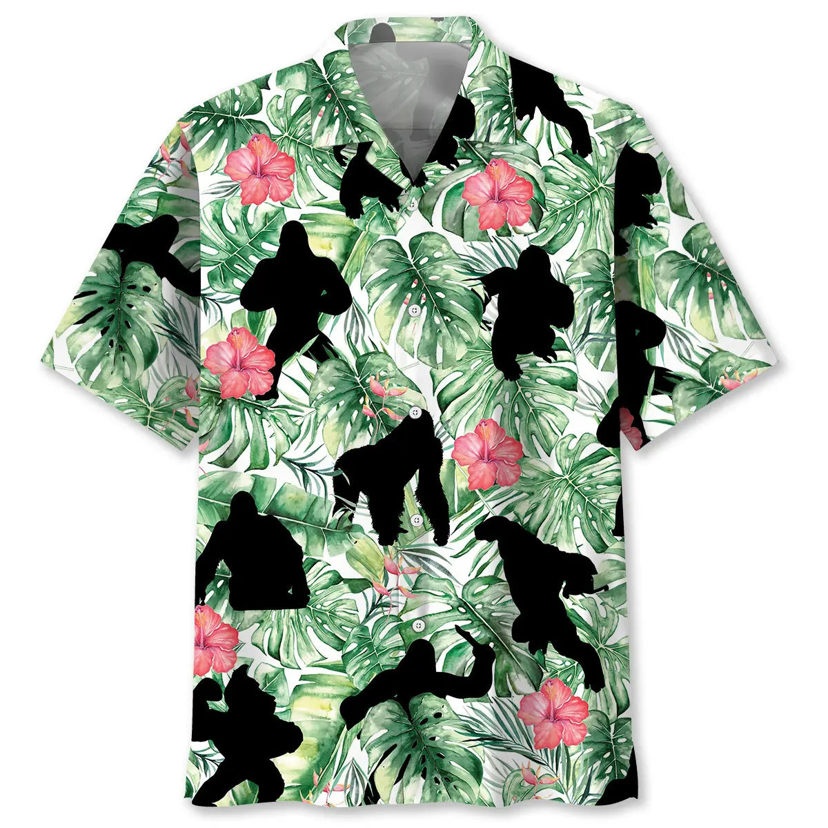 Gorillas Creative Pattern Hawaiian Shirt For Summer Vacation, Beach Travel, And Casual Wear