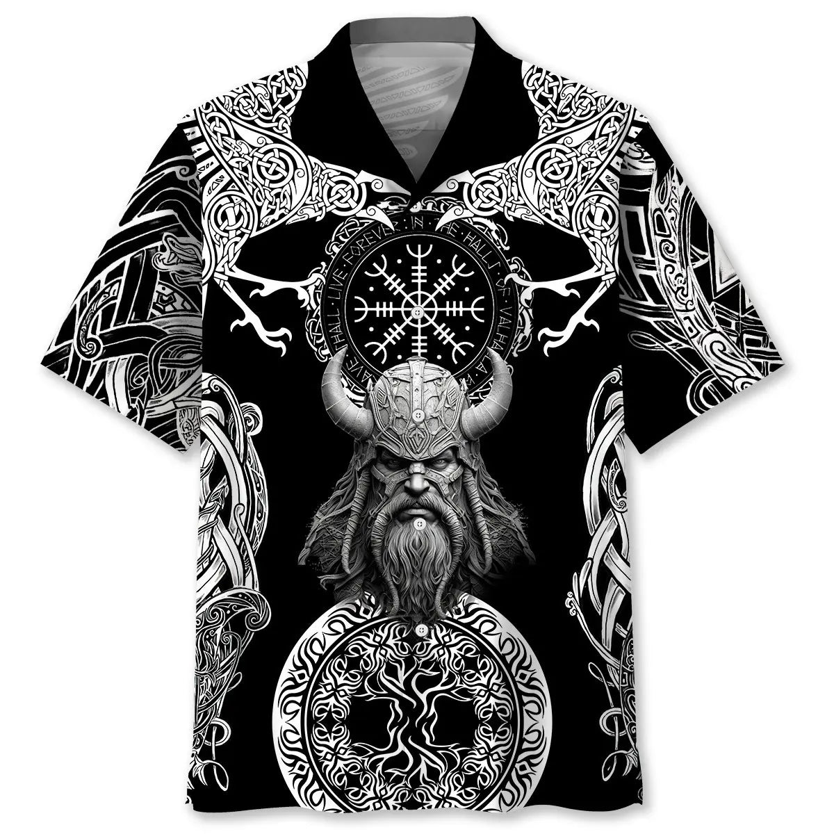 Gothic Viking Hawaiian Shirt For Summer Vacation, Beach Travel, And Casual Wear