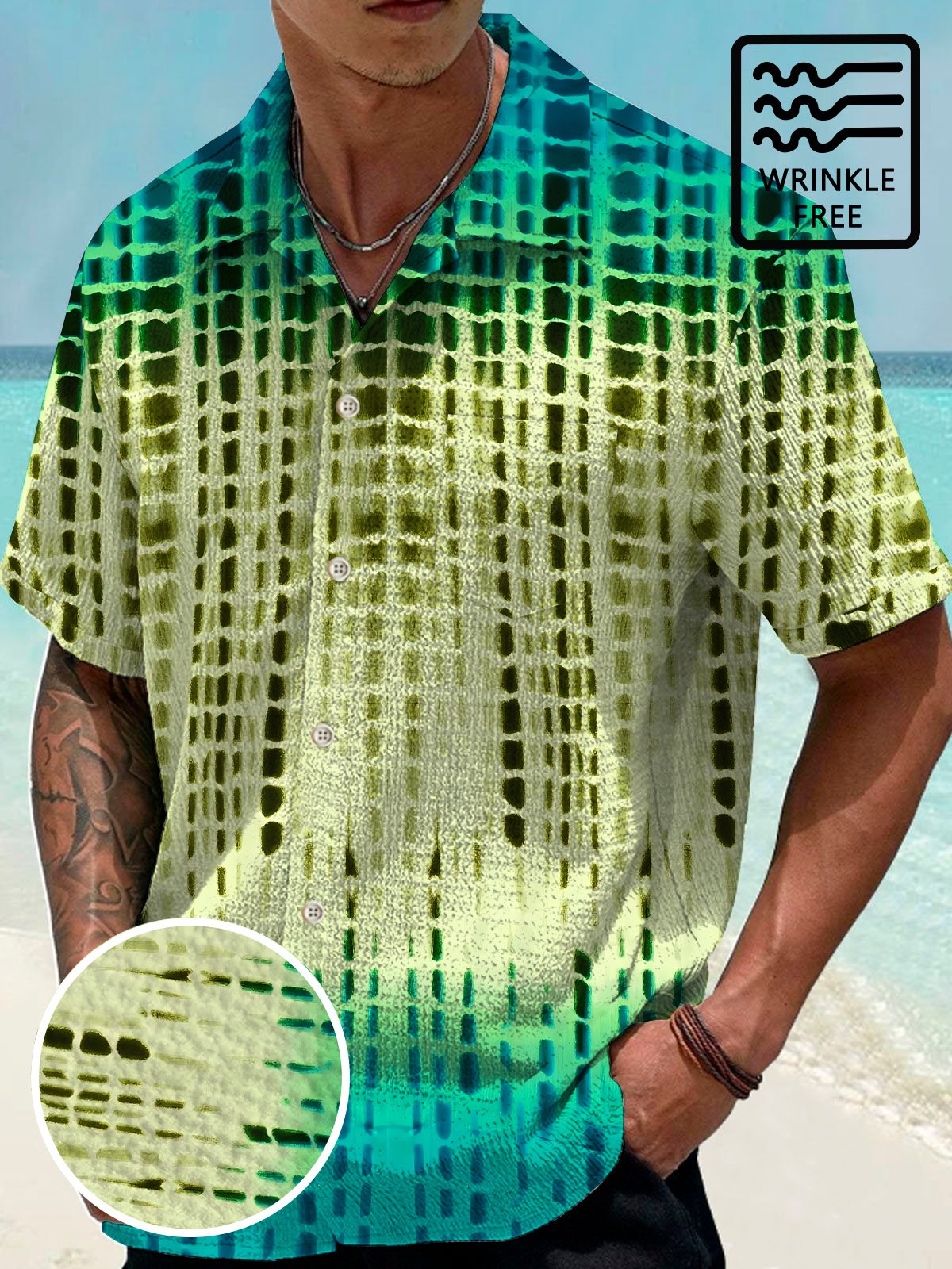 Gradient Geometric Dot Hawaiian Shirt For Tropical Holidays, Outdoor Gatherings, And Everyday Comfort