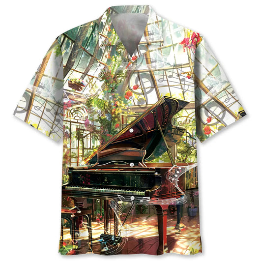 Grand Piano Garden Hawaiian Shirt For Outdoor Relaxation, Island Trips, And Warm Weather Activities