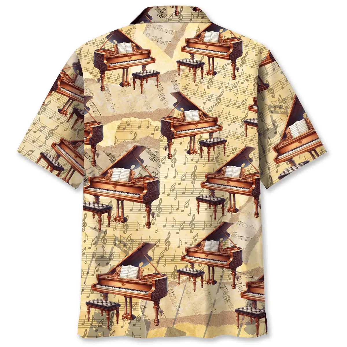 Grand Piano Music Sheet Hawaiian Shirt For Coastal Travel, Casual Events, And Comfortable Summer Wear