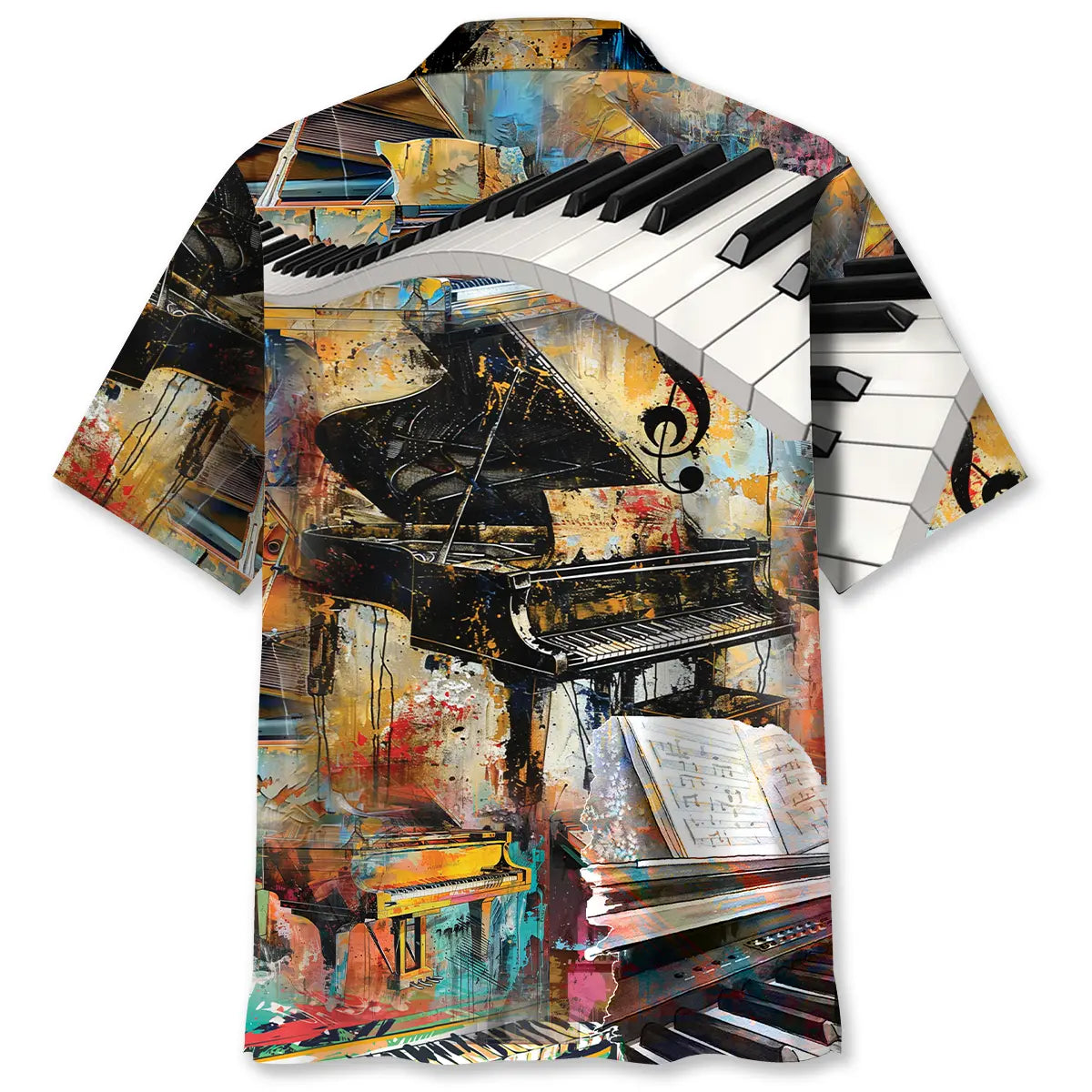 Vintage Creative Grand Piano Hawaiian Shirt For Coastal Travel, Casual Events, And Comfortable Summer Wear
