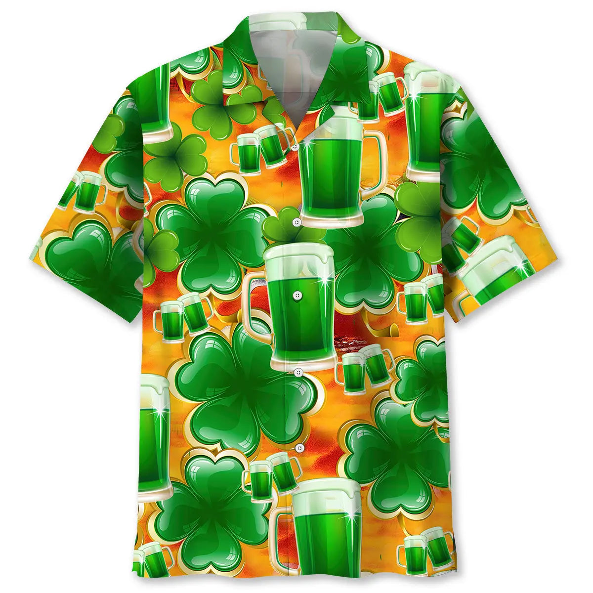 Green Beer Irish Saint Patrick's Day Hawaiian Shirt For Beach Days, Summer Outings, And Thoughtful Gift Giving
