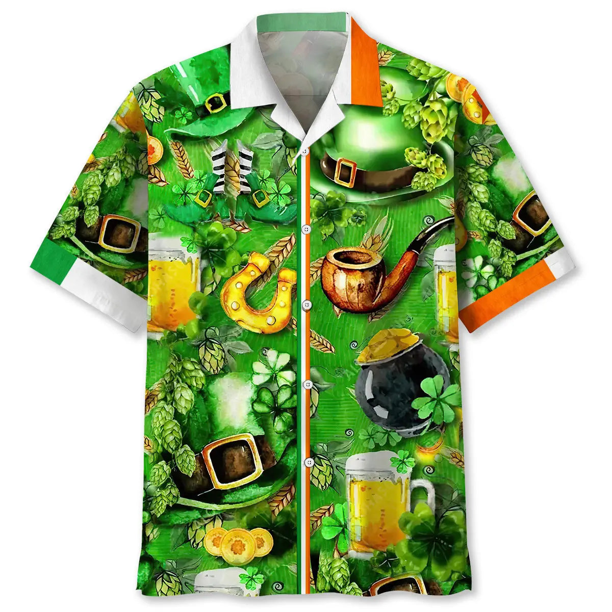 Green Lucky Irish Saint Patrick's Day Hawaiian Shirt For Christmas Gatherings, Resort Trips, And Cheerful Seasonal Style